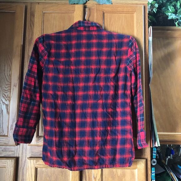 J Crew Collared Mixed Plaid Flannel Button Front Pajama Top - XS - Picture 7 of 11